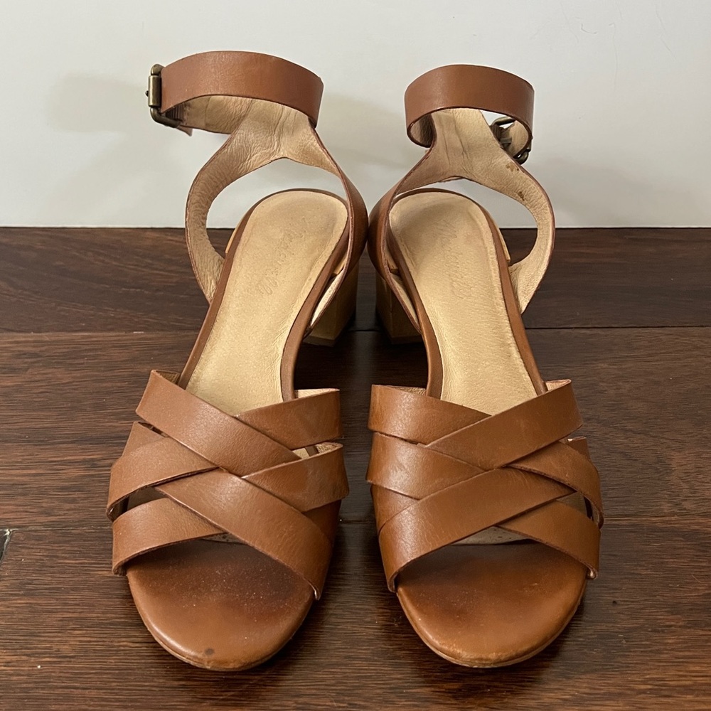Madewell leather brown sandals, heel size 8